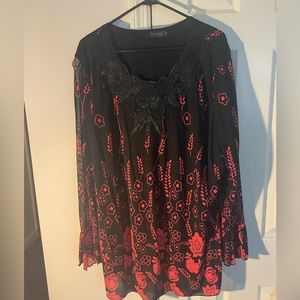 Black and Red flower blouse